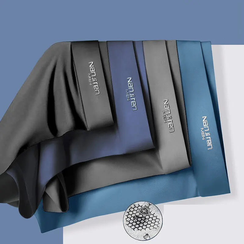 Ice Silk men's boxer briefs 4-pack. Ultra-cool, soft feel, and breathable for all-day comfort.