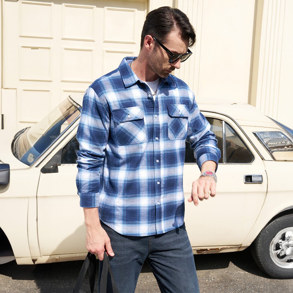 Men's Verona Plaid Flannel Shirt, forest green and black plaid, durable cotton for outdoor adventures.