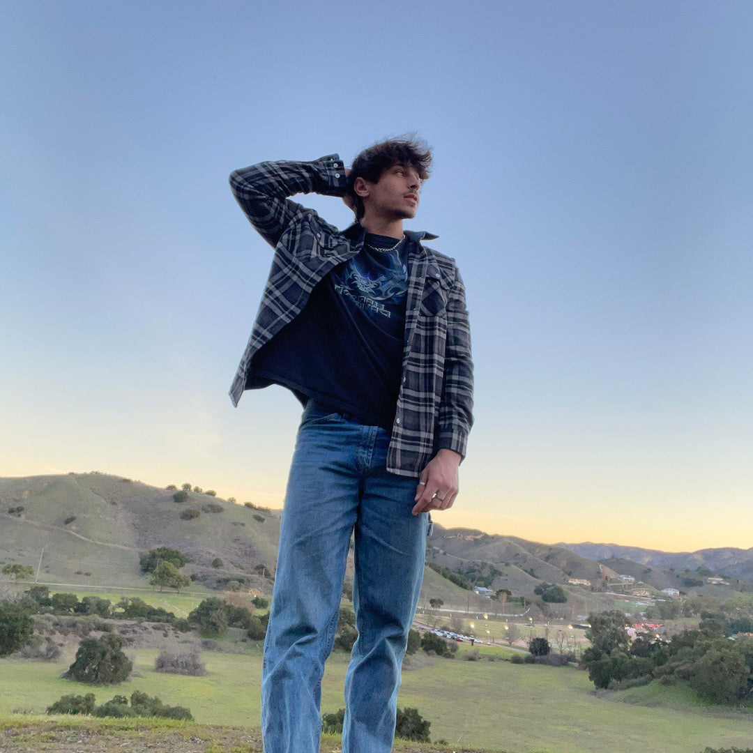 Men's Verona Plaid Flannel Shirt, classic blue and green tartan plaid, timeless casual style.