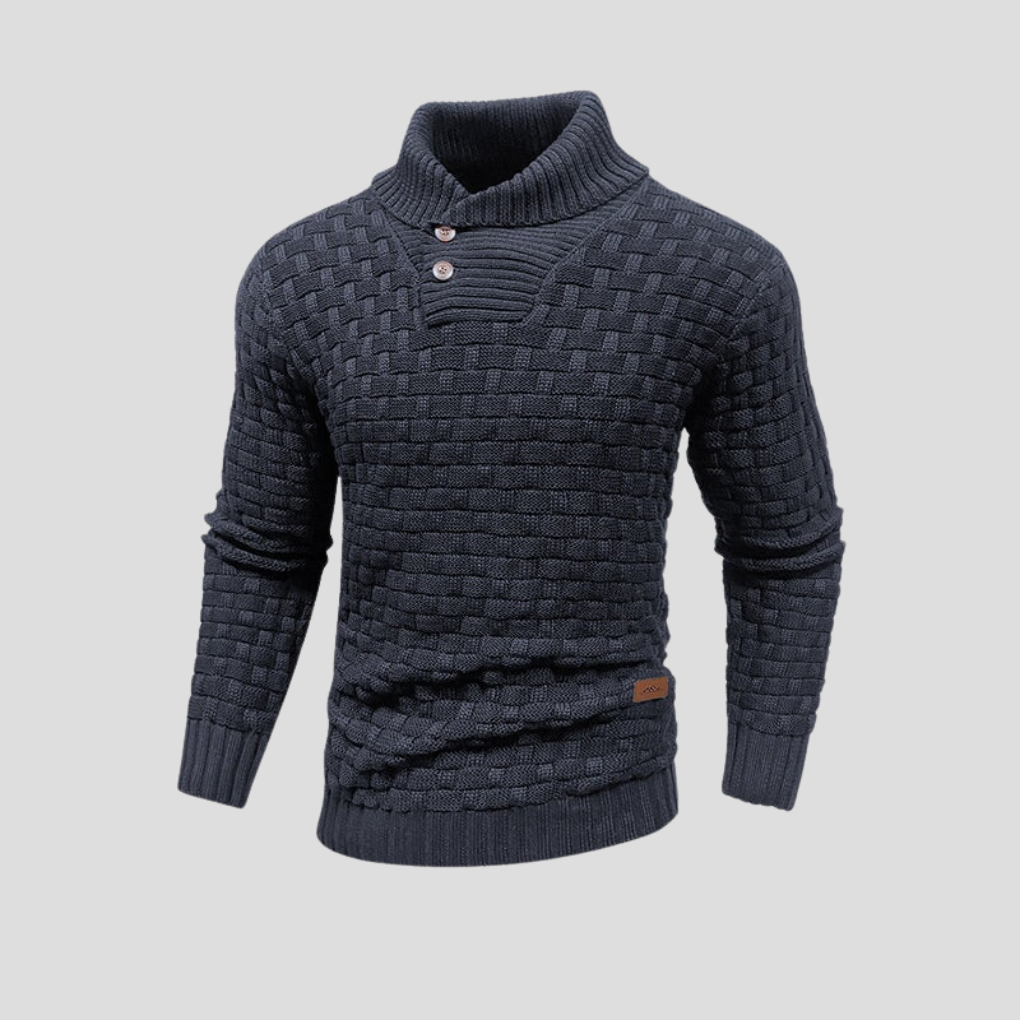 Men's versatile half-collar button-up sweater, perfect for smart casual fall & winter fashion. Comfortable long sleeve top.