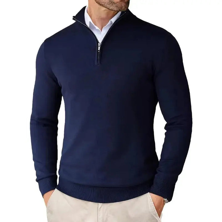 Timeless men's half-zip pullover, perfect for men's fashion, offering versatile layered styling.