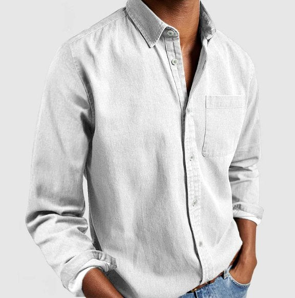 Men's classic button-down long-sleeve casual shirt. A versatile staple for everyday stylish menswear.