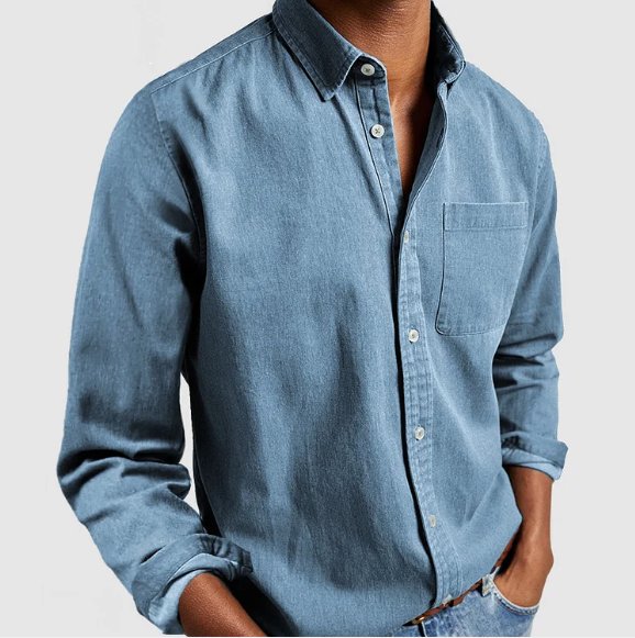 Everyday men's long-sleeve button-down casual shirt. A stylish top for a relaxed yet polished look.