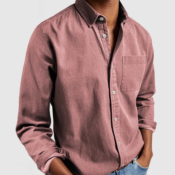 Men's stylish long-sleeve button-down shirt, perfect as a top or layered piece. Casual & versatile.