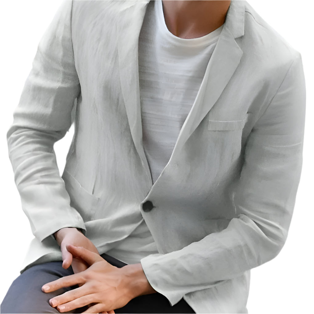Elegant gray men's blazer, modern fit. Perfect casual jacket or business casual outerwear for any occasion.