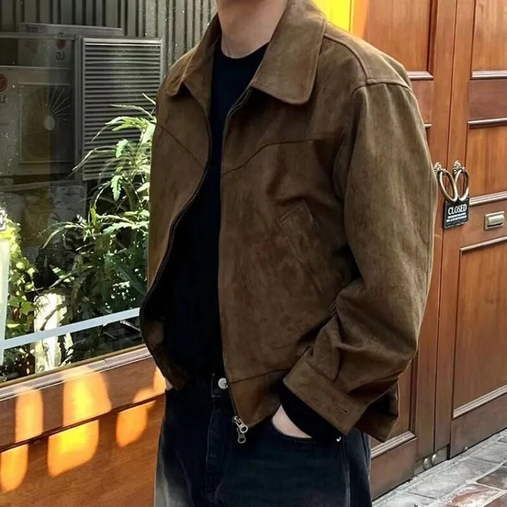 Men's classic vintage zip jacket. Casual everyday style, perfect for versatile layering & stylish men.