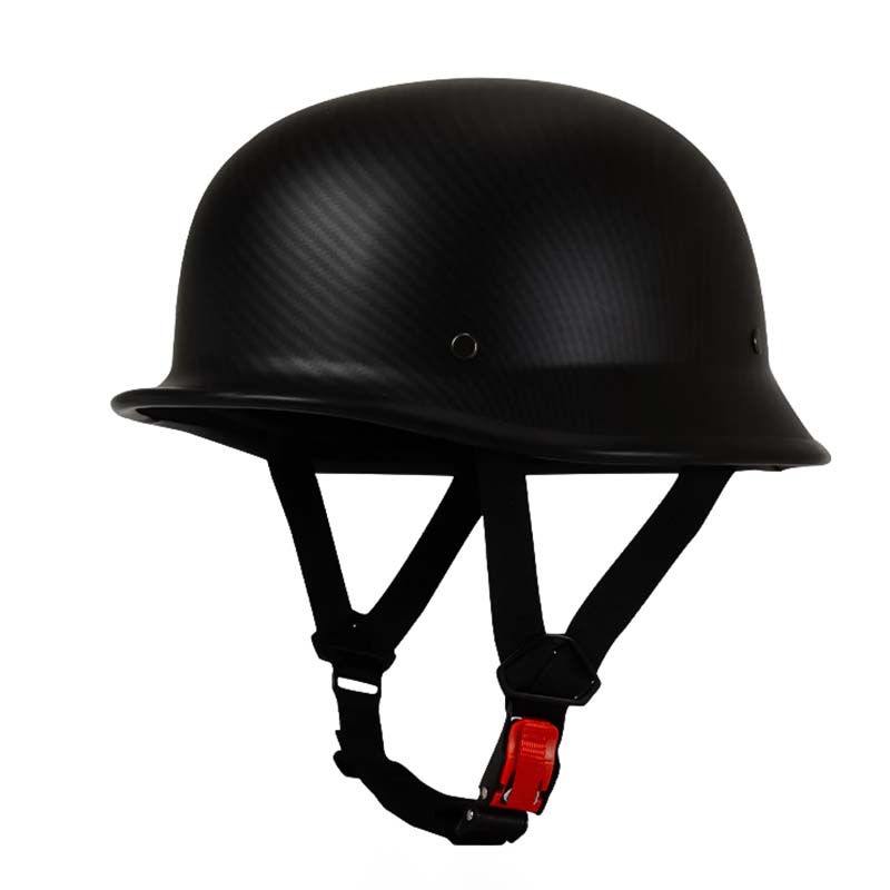 Stylish men's vintage open-face motorcycle helmet, retro half-face design for cruiser bikes and street style riders.