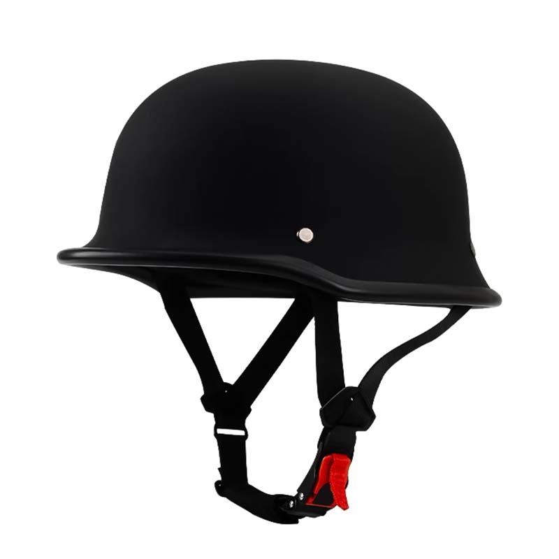 Men's vintage half-face motorcycle helmet, featuring a classic open-face design, ideal for cruiser & street style.