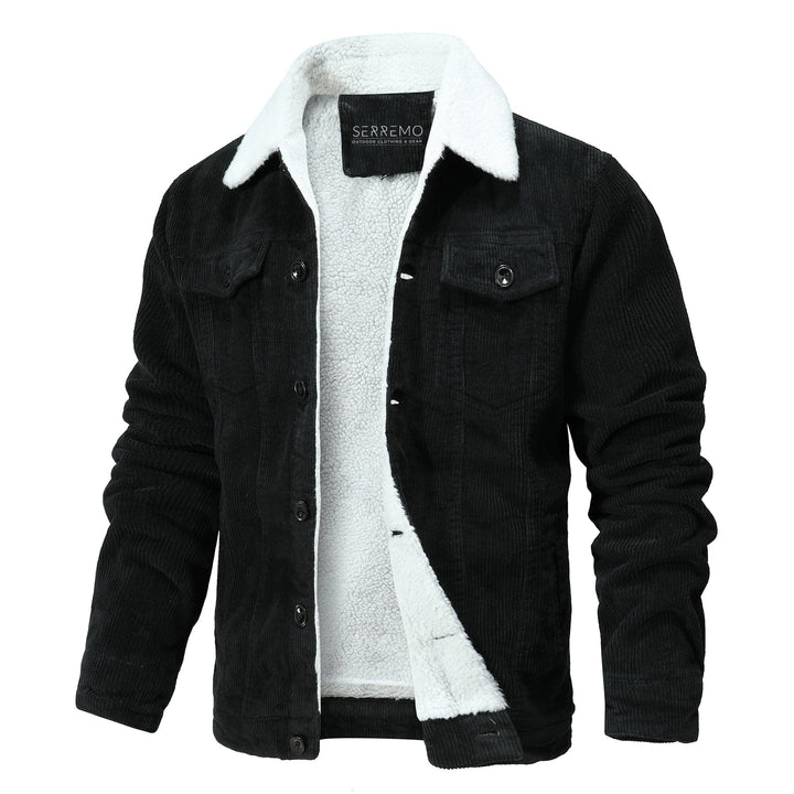 Men's vintage sherpa-lined bomber jacket, classic design, ideal winter outerwear for casual style.