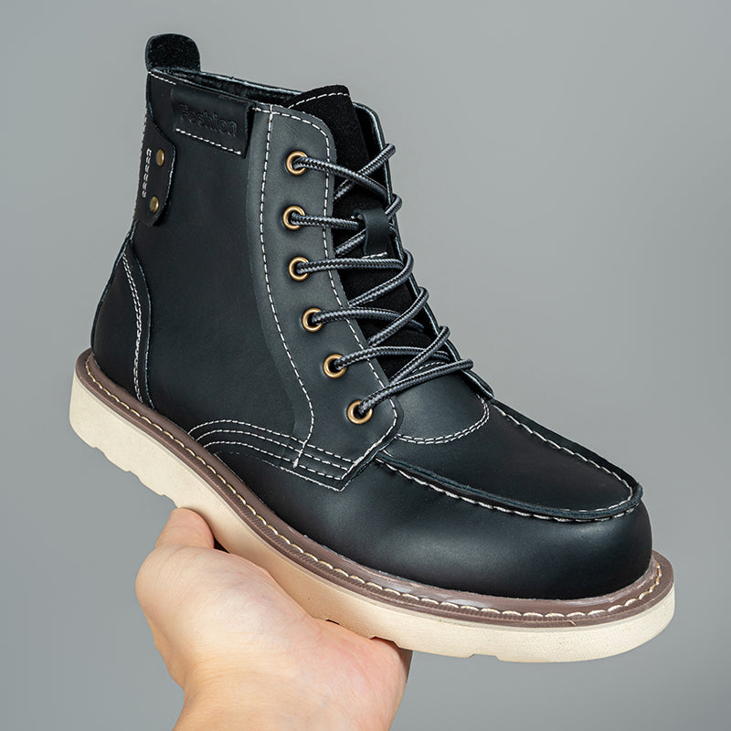 Men's black waterproof chukka boots, featuring a non-slip sole, perfect for various casual surfaces.