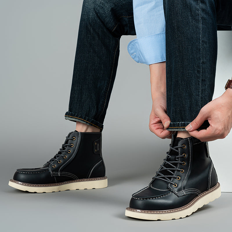 Men's waterproof black chukka boots, suitable for a smart casual look or a relaxed weekend attire.