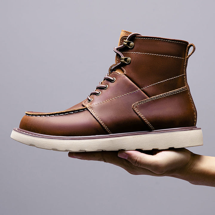 Men's waterproof brown chukka boots, lightweight and comfortable for all-day casual exploration.