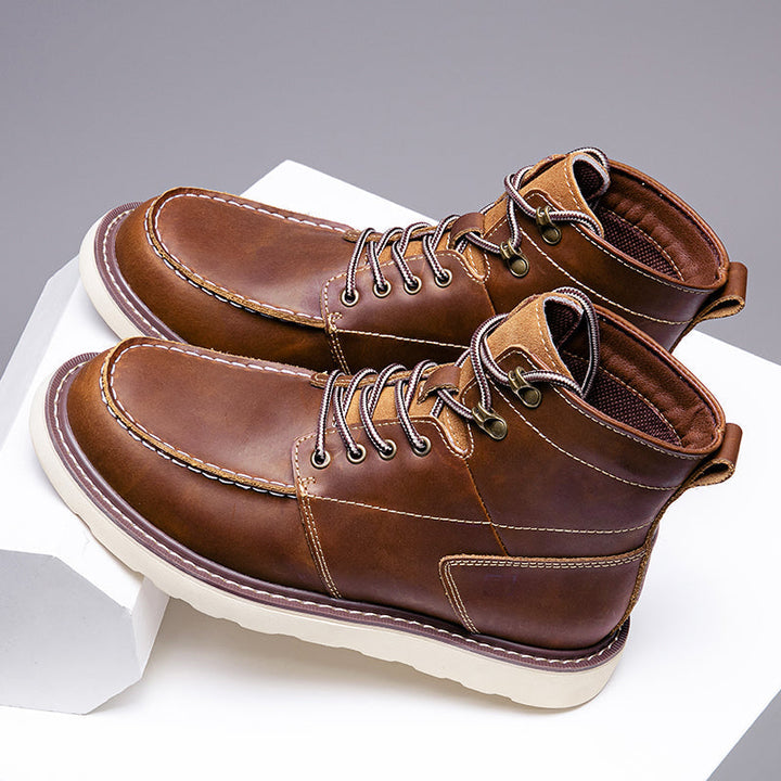 Comfortable men's brown chukka boots with waterproof properties, ideal for various casual settings.