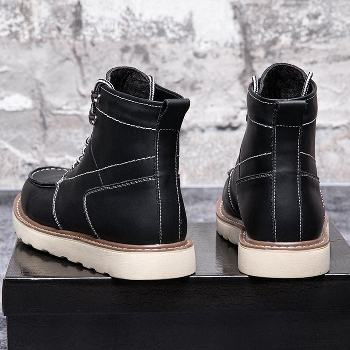 Men's dark brown waterproof chukka boots, perfect for pairing with jeans for a casual, stylish look.