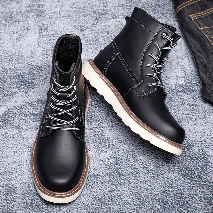 Men's brown leather chukka boots, waterproof, perfect for everyday casual wear in any weather.