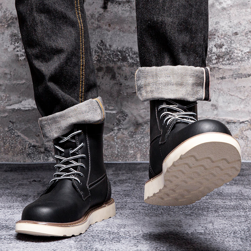 Side-profile of men's brown waterproof chukka boots, demonstrating the sturdy sole for casual use.