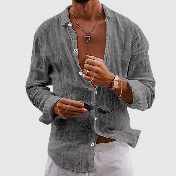 Men's Belmar Linen Shirt with Casual Rolled Sleeves - Lexians