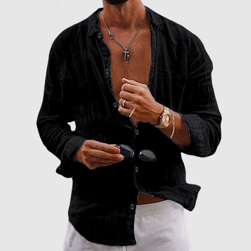 Men's Belmar Linen Shirt with Casual Rolled Sleeves - Lexians