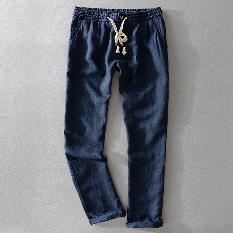 Men's Casual Linen Pants with Elastic Waist and Drawstring - Lexians