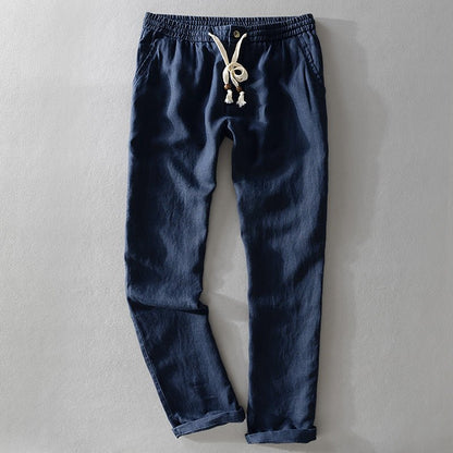 Men's Casual Linen Pants with Elastic Waist and Drawstring - Lexians