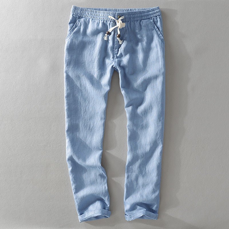 Men's Casual Linen Pants with Elastic Waist and Drawstring - Lexians