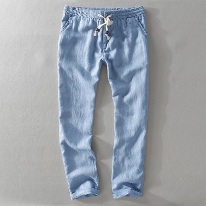 Men's Casual Linen Pants with Elastic Waist and Drawstring - Lexians