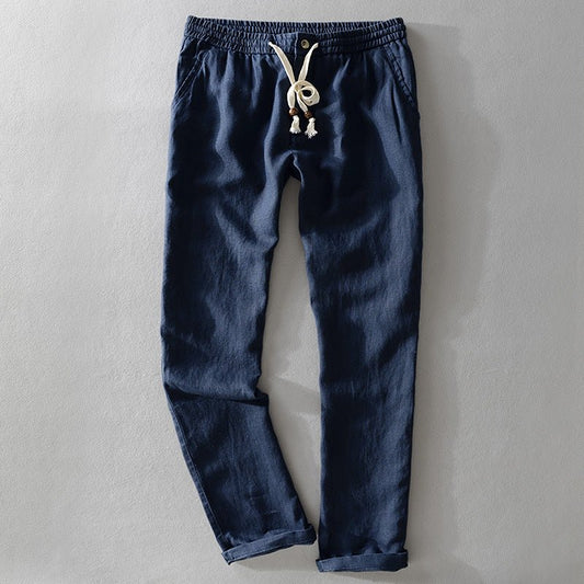 Men's Casual Linen Pants with Elastic Waist and Drawstring - Lexians