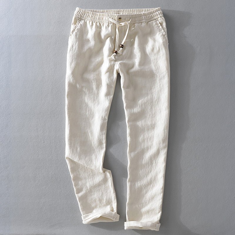 Men's Casual Linen Pants with Elastic Waist and Drawstring - Lexians