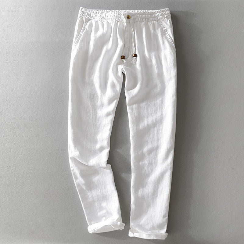 Men's Casual Linen Pants with Elastic Waist and Drawstring - Lexians