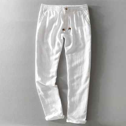 Men's Casual Linen Pants with Elastic Waist and Drawstring - Lexians