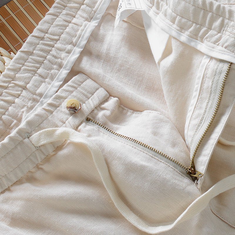 Men's Casual Linen Pants with Elastic Waist and Drawstring - Lexians