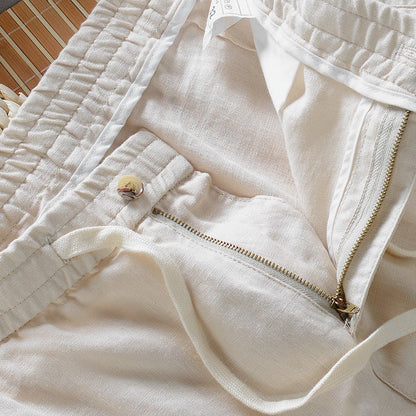 Men's Casual Linen Pants with Elastic Waist and Drawstring - Lexians