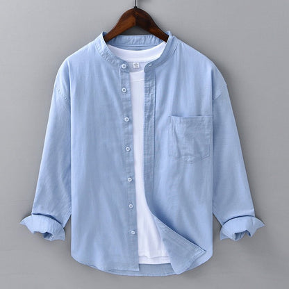 Men's Casual Linen Shirt with Chest Pocket - Lexians