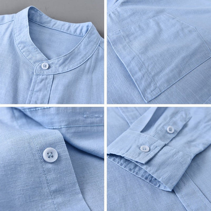 Men's Casual Linen Shirt with Chest Pocket - Lexians