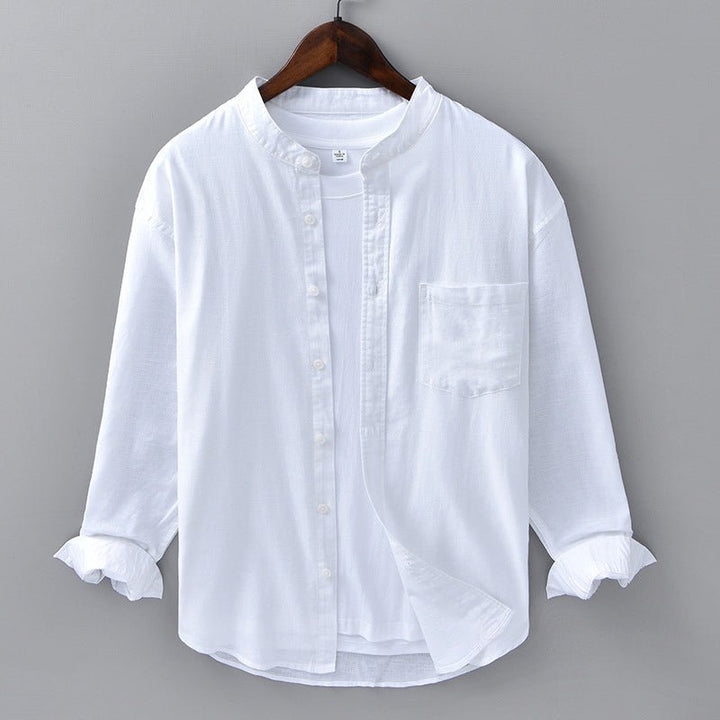 Men's Casual Linen Shirt with Chest Pocket - Lexians
