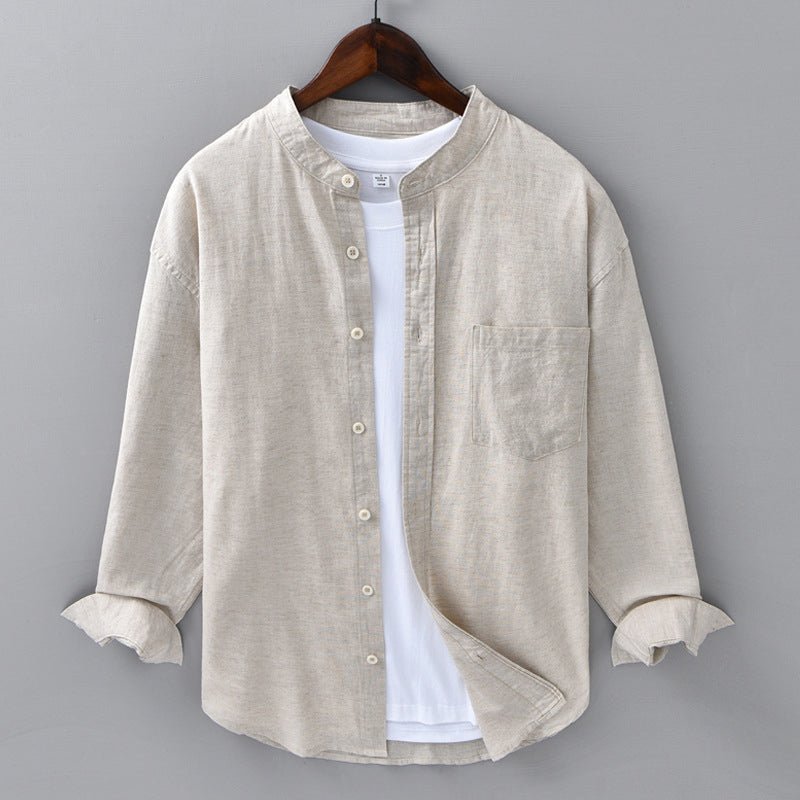Men's Casual Linen Shirt with Chest Pocket - Lexians