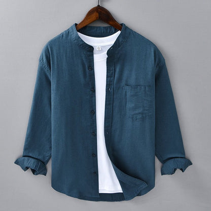 Men's Casual Linen Shirt with Chest Pocket - Lexians