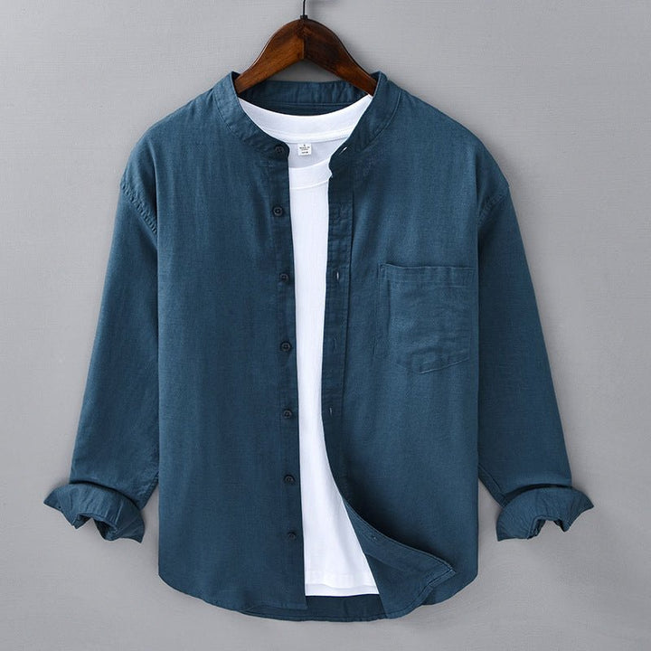 Men's Casual Linen Shirt with Chest Pocket - Lexians