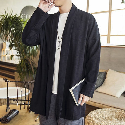 Men's Casual Mid - Length Cotton Linen Coat - Lexians