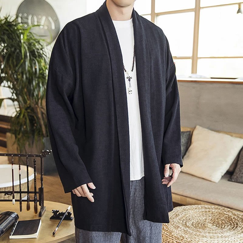 Men's Casual Mid - Length Cotton Linen Coat - Lexians