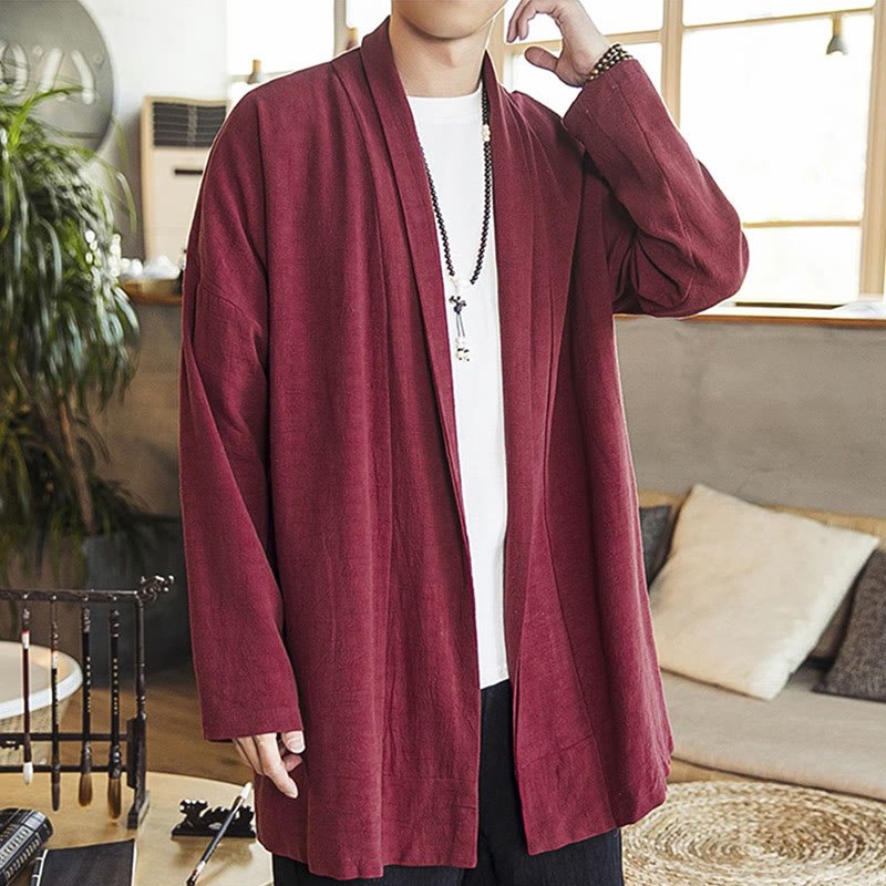 Men's Casual Mid - Length Cotton Linen Coat - Lexians