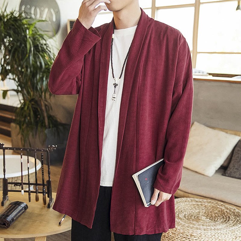 Men's Casual Mid - Length Cotton Linen Coat - Lexians