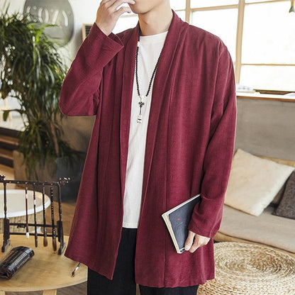 Men's Casual Mid - Length Cotton Linen Coat - Lexians