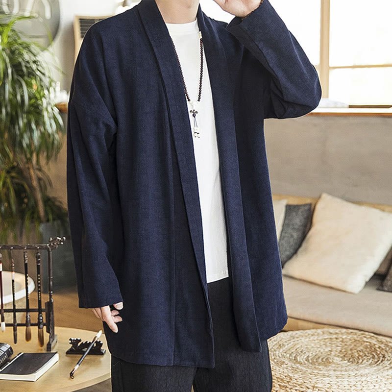 Men's Casual Mid - Length Cotton Linen Coat - Lexians