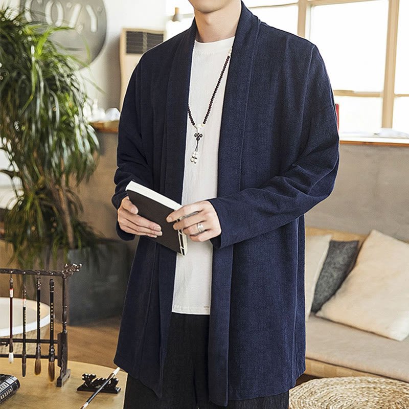 Men's Casual Mid - Length Cotton Linen Coat - Lexians