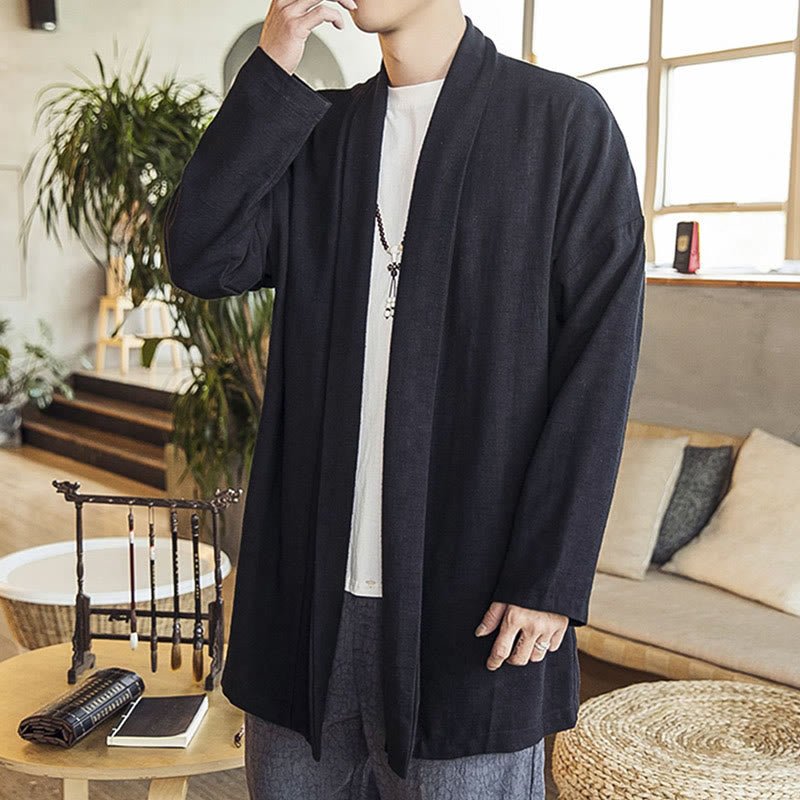 Men's Casual Mid - Length Cotton Linen Coat - Lexians