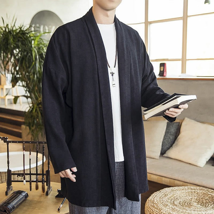 Men's Casual Mid - Length Cotton Linen Coat - Lexians