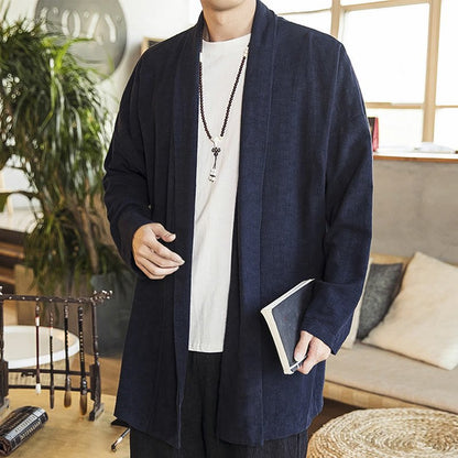 Men's Casual Mid - Length Cotton Linen Coat - Lexians