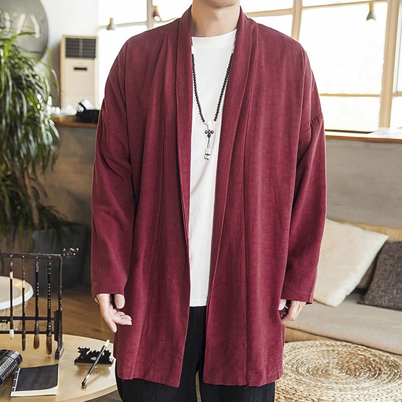 Men's Casual Mid - Length Cotton Linen Coat - Lexians