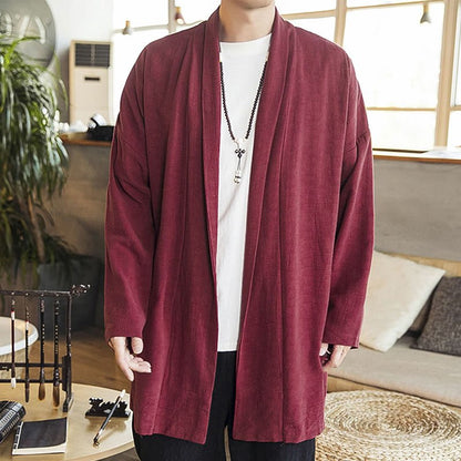 Men's Casual Mid - Length Cotton Linen Coat - Lexians